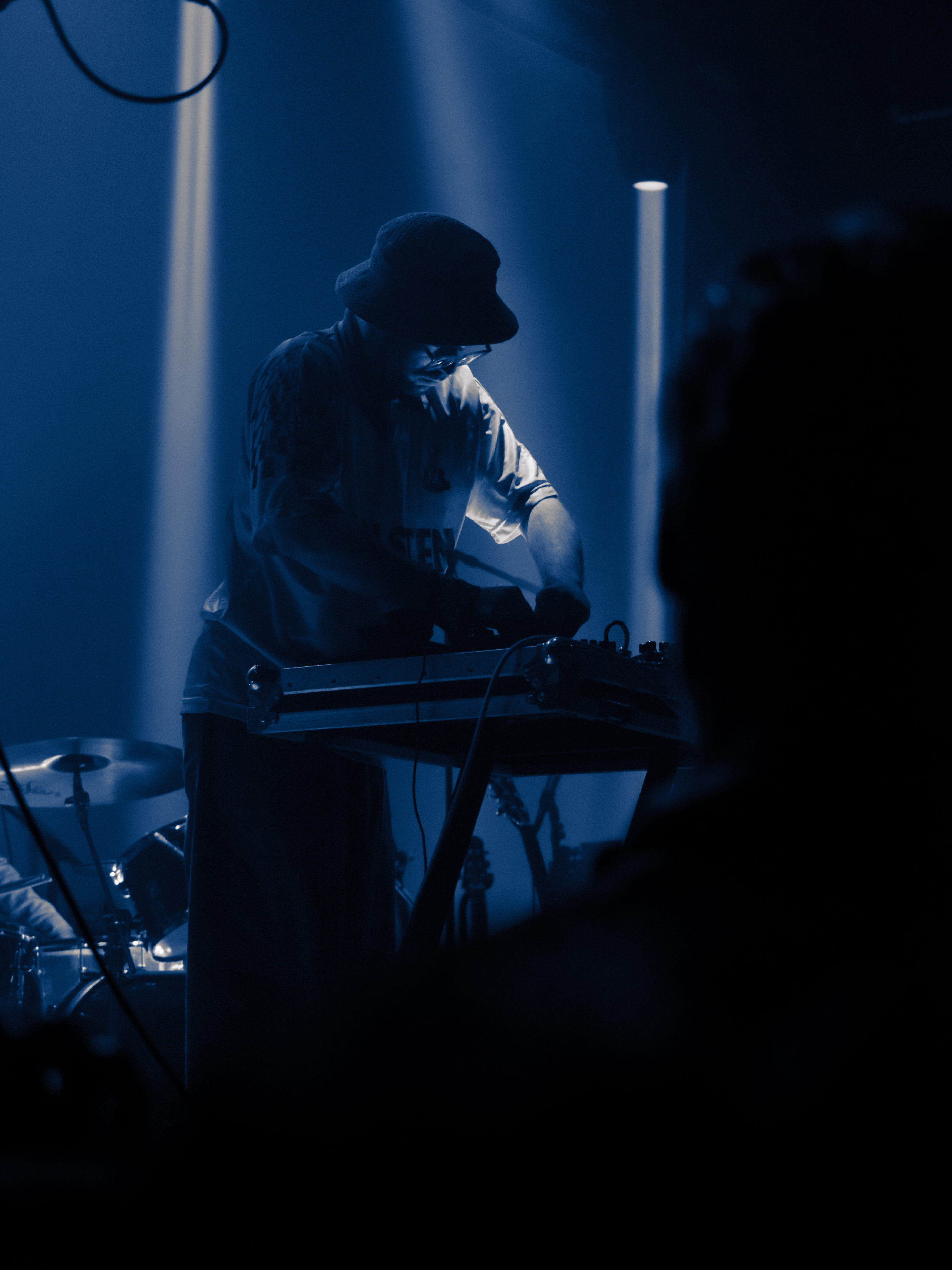 Will adjusts pedals on his “noise rig”