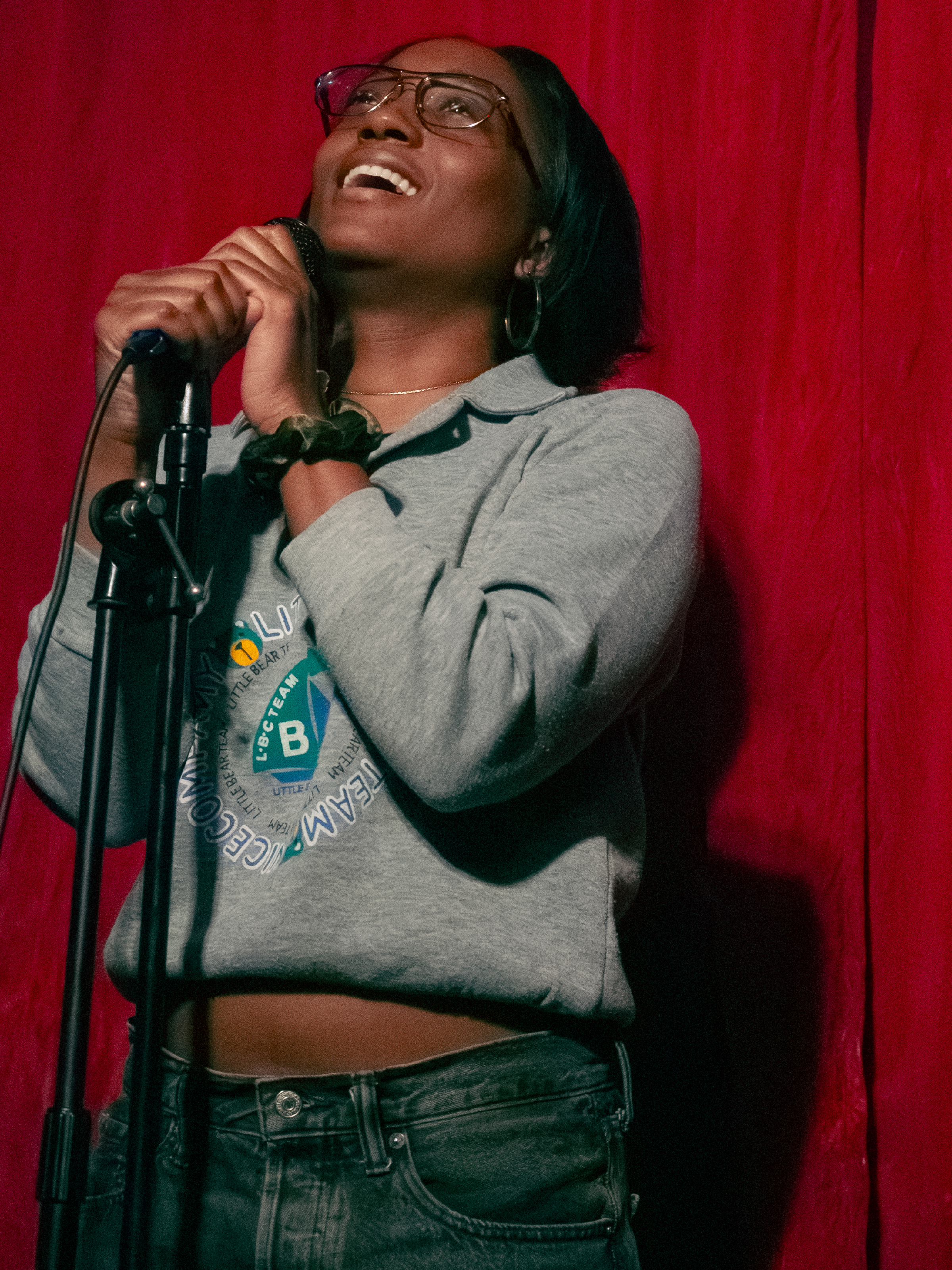 Courtney Peck winds up joke.