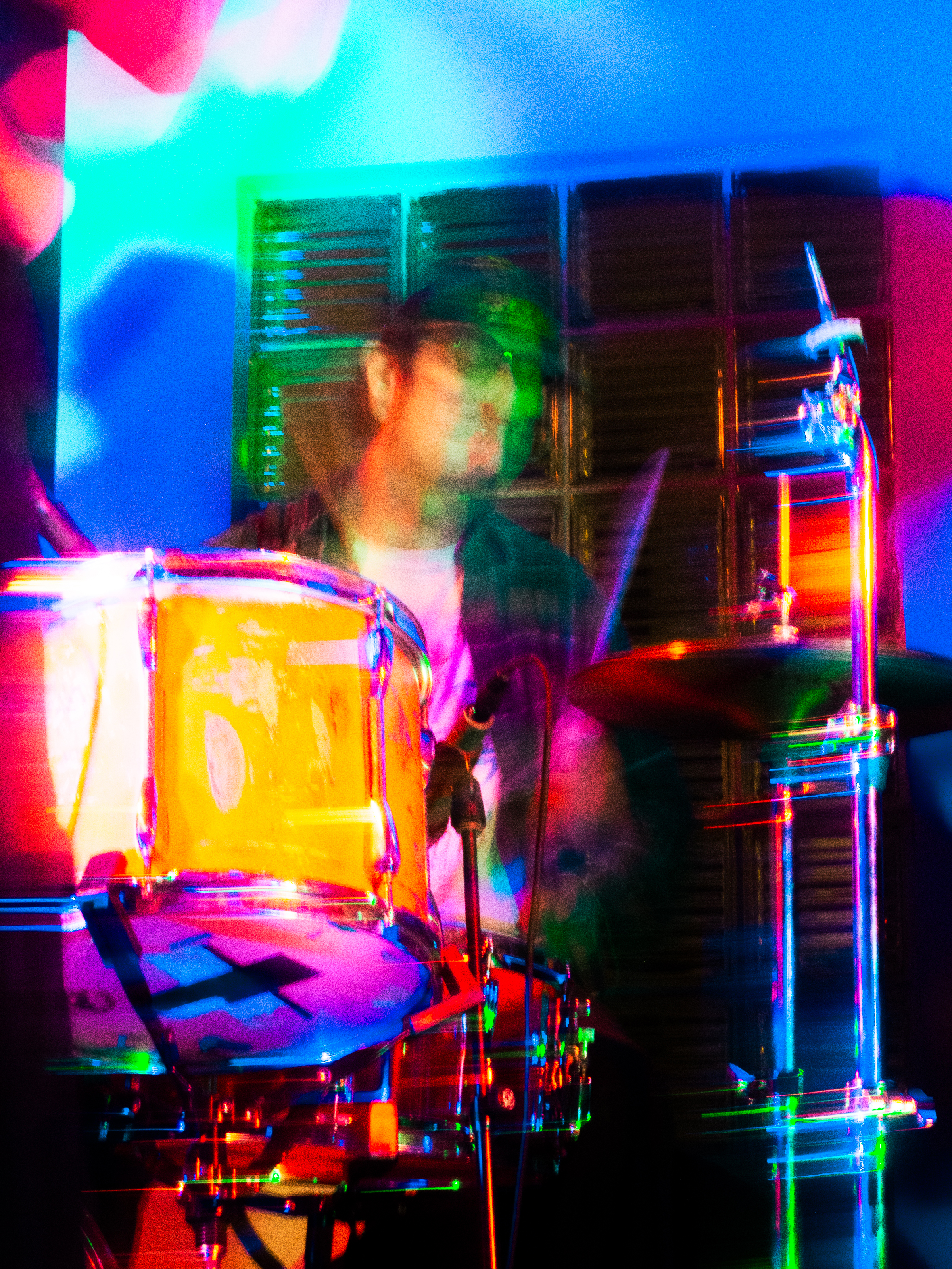 Long exposure of sam on drums.